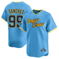 Milwaukee Brewers #99 Gary Sanchez Player Light Blue BFRAILEY City Connect Home Limited Stitched Jerseys