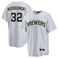 Milwaukee Brewers #32 Jacob Misiorowski Player White BFRAILEY Stripes Home Game Stitched Jerseys