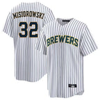 Milwaukee Brewers #32 Jacob Misiorowski Player White BFRAILEY Stripes Home Game Stitched Jerseys