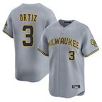 Milwaukee Brewers #3 Joey Ortiz Player Gray BFRAILEY Home Limited Stitched Jerseys