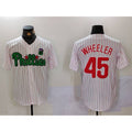Philadelphia Phillies #45 Zack Wheeler White Green BFRAILEY Cool Base Stitched Jersey 2