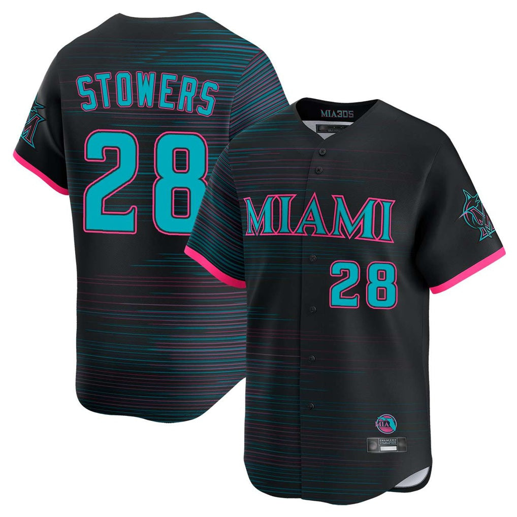 Miami Marlins #28 Kyle Stowers Player Black BFRAILEY City Connect Home Limited Stitched Jerseys