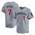 Minnesota Twins #7 Joe Mauer Player Gray BFRAILEYHome Limited Stitched Jerseys