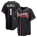 Atlanta Braves #1 Ozzie Albies Player Black BFRAILEY Fashion Out Game Stitched Jerseys