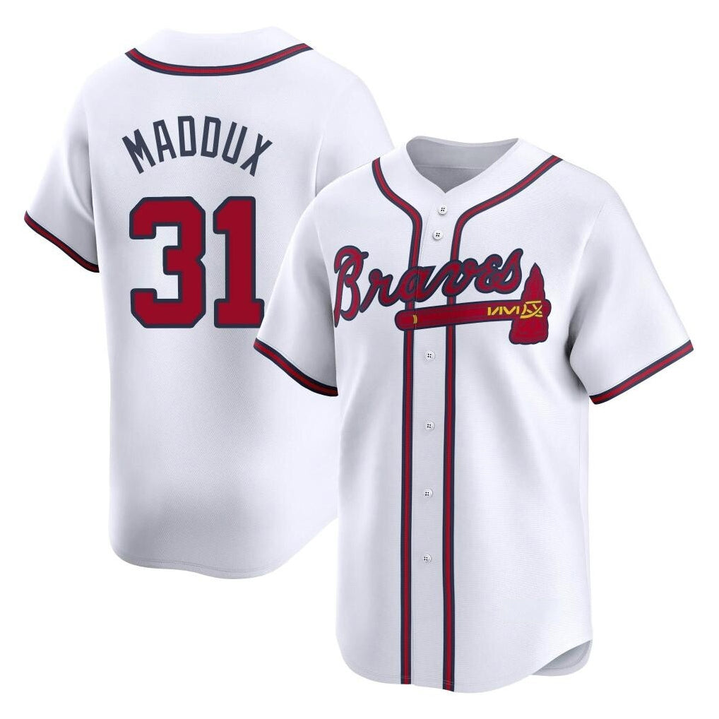 Atlanta Braves #31 Greg Maddux Player White BFRAILEY Limited Home Game Stitched Jerseys