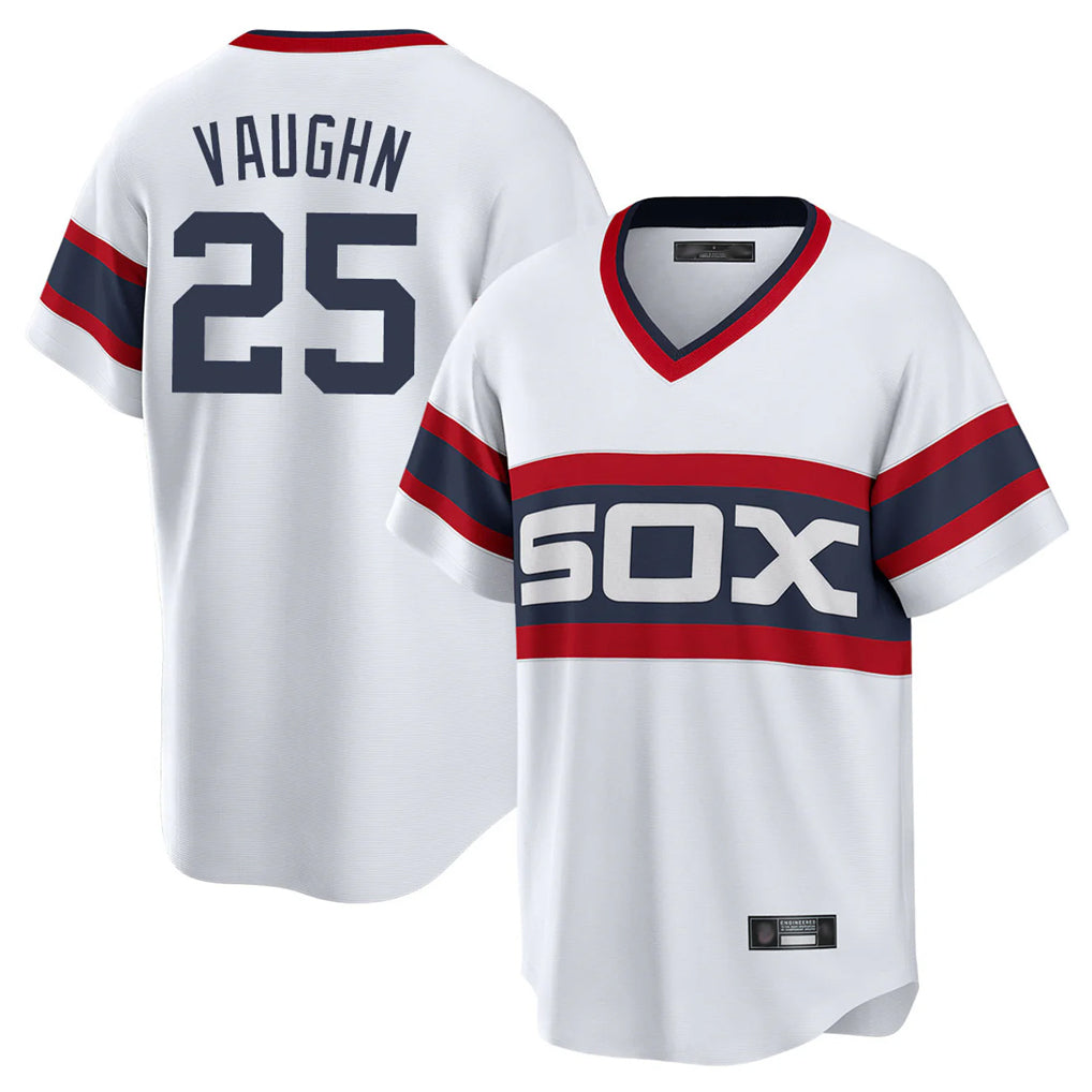 Chicago White Sox #25 Andrew Vaughn Player White BFRAILEY T-shirt Home Game Stitched Jerseys