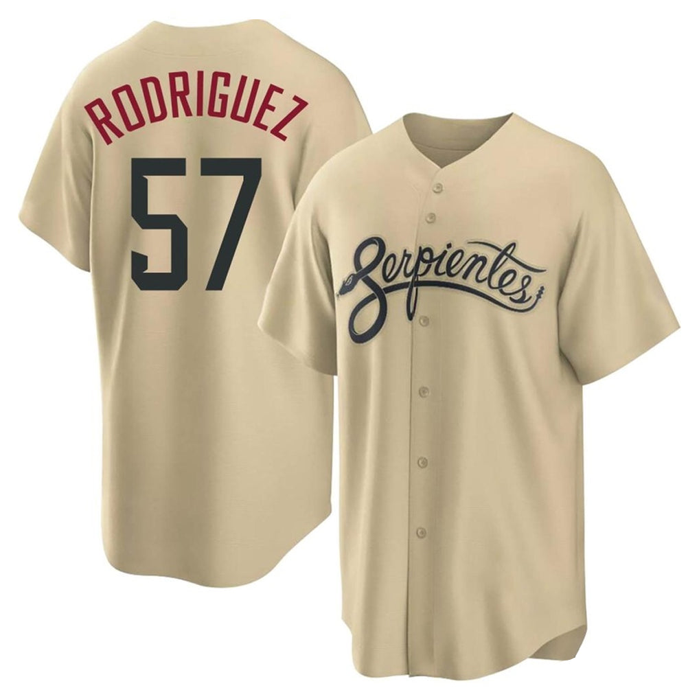 Arizona Diamondbacks #57 Eduardo Rodriguez Player Tan BFRAILEY City Connect Home Game Stitched Jerseys