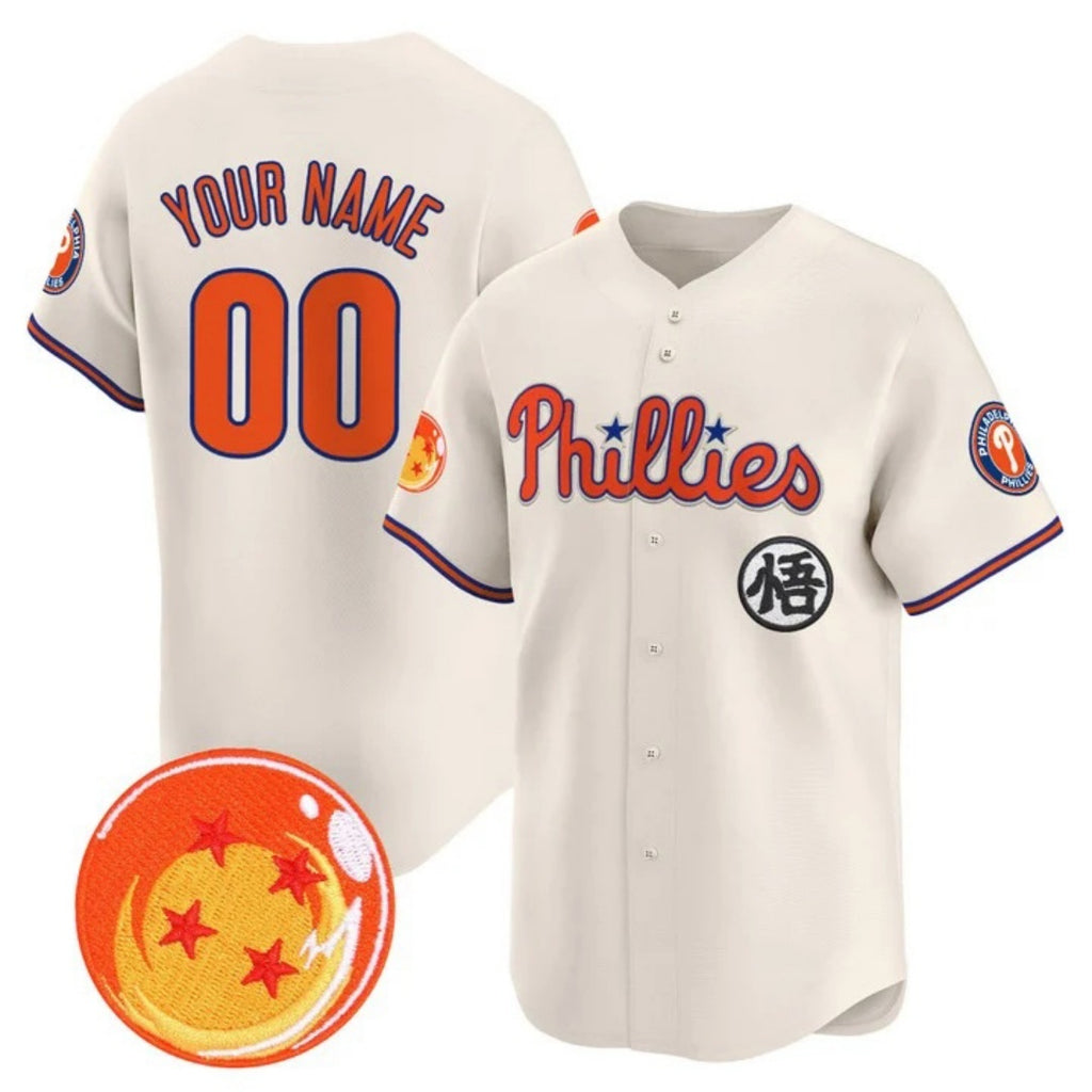 Custom Philadelphia Phillies x Dragon Ball Cream BFRAILEY Vapor Premier Limited Jersey - All Stitched