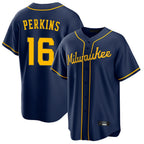 Milwaukee Brewers #16 Blake Perkins Player Navy BFRAILEY Home Game Stitched Jerseys