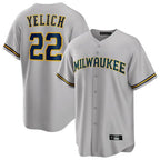 Milwaukee Brewers #22 Christian Yelich Player Gray BFRAILEY Home Game Stitched Jerseys