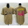San Diego Padres #44 Joe Musgrove Tan BFRAILEY Pinstripe 2023 City Connect Cool Base Stitched Jersey