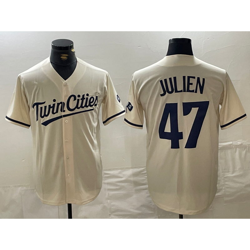Minnesota Twins #47 Edouard Julien Cream BFRAILEY Cool Base Stitched Jersey