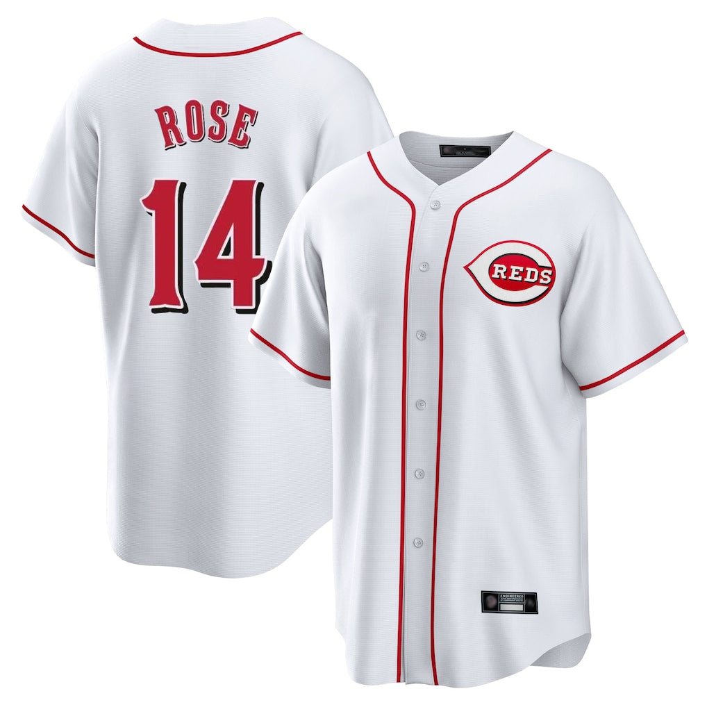Cincinnati Reds #14 Pete Rose Player White BFRAILEY Game Home Stitched Jerseys