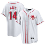 Cincinnati Reds #14 Pete Rose Player White BFRAILEY Game Home Stitched Jerseys