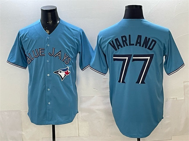 Toronto Blue Jays #77 Louis Varland Blue BFRAILEY Stitched Jersey