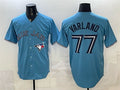 Toronto Blue Jays #77 Louis Varland Blue BFRAILEY Stitched Jersey