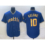 Seattle Mariners #10 Jarred Kelenic Blue BFRAILEY 2023 City Connect Cool Base Stitched Jersey