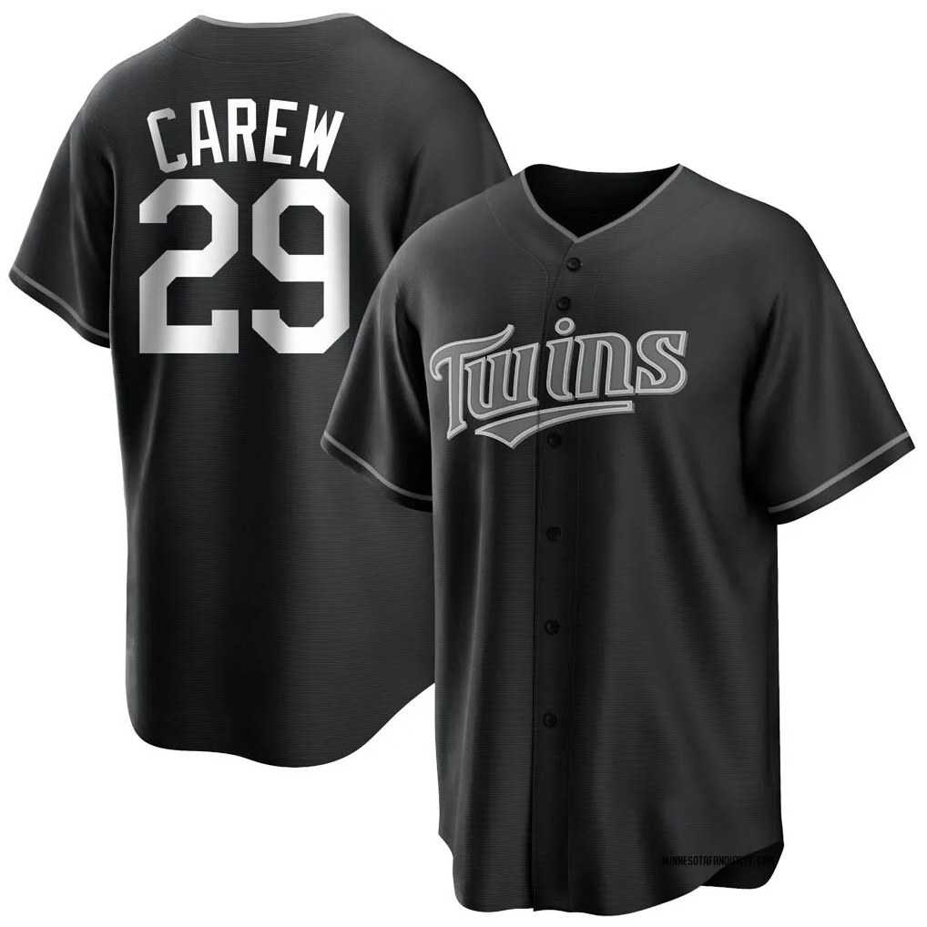 Minnesota Twins #29 Rod Carew Player Black BFRAILEYHome Game Stitched Jerseys