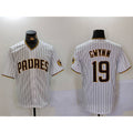 San Diego Padres #19 Tony Gwynn White BFRAILEY Team Logo Stitched Cool Base Jersey