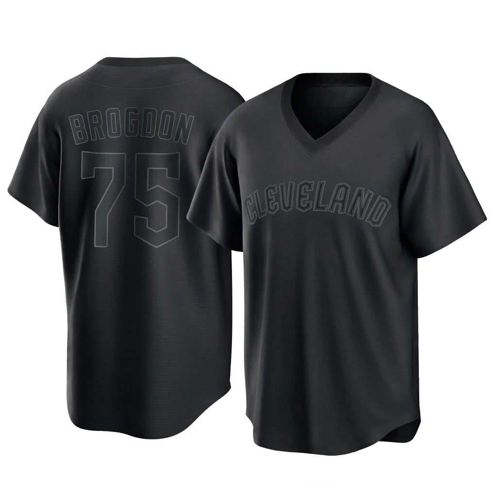 Cleveland Guardians #75 Connor Brogdon Player Black BFRAILEY T-shirt Home Game Stitched Jerseys