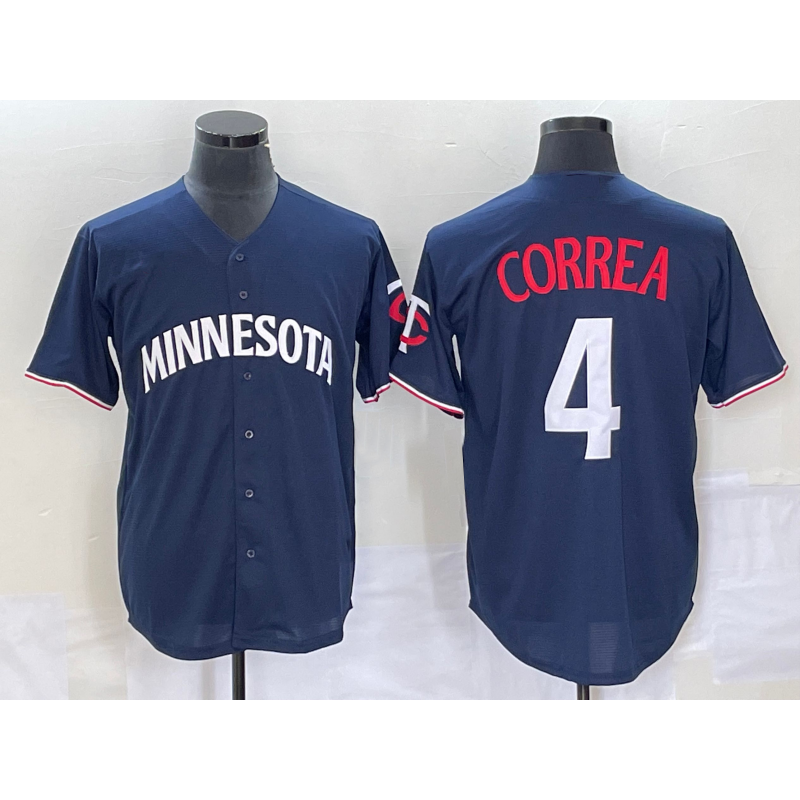 Minnesota Twins #4 Carlos Correa 2023 Navy Blue BFRAILEY Cool Base Stitched Jersey