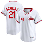 Cincinnati Reds #21 Hunter Greene Player White BFRAILEY Cooperstown Collection Limited T-shirt Home Stitched Jerseys