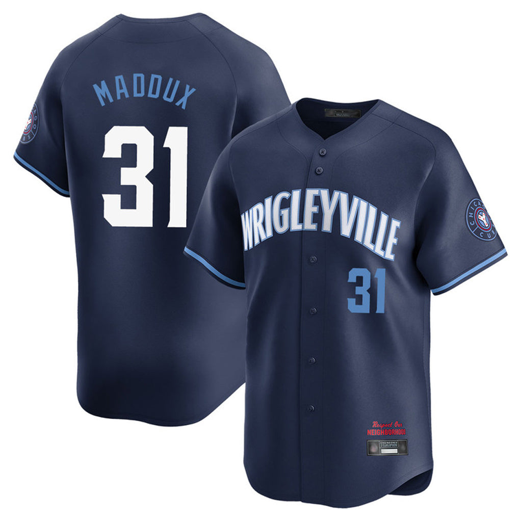 Chicago Cubs #31 Greg Maddux Player Navy BFRAILEY City Connect Limited Home Stitched Jerseys