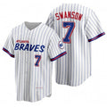 Atlanta Braves #7 Dansby Swanson White BFRAILEY 2021 City Connect Stitched Jersey