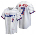 Atlanta Braves #7 Dansby Swanson White BFRAILEY 2021 City Connect Stitched Jersey