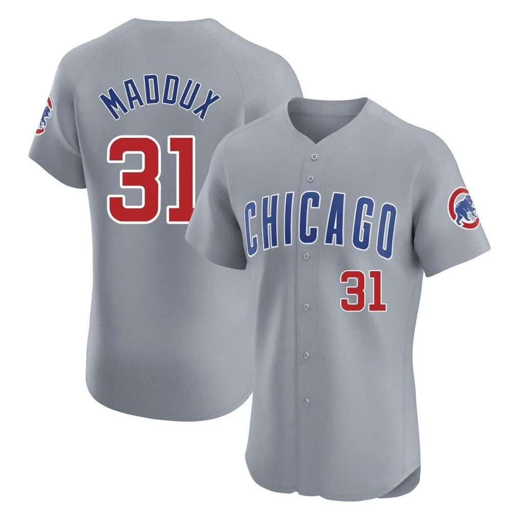 Chicago Cubs #31 Greg Maddux Player Gray BFRAILEY Road Limited Elite Home Stitched Jerseys