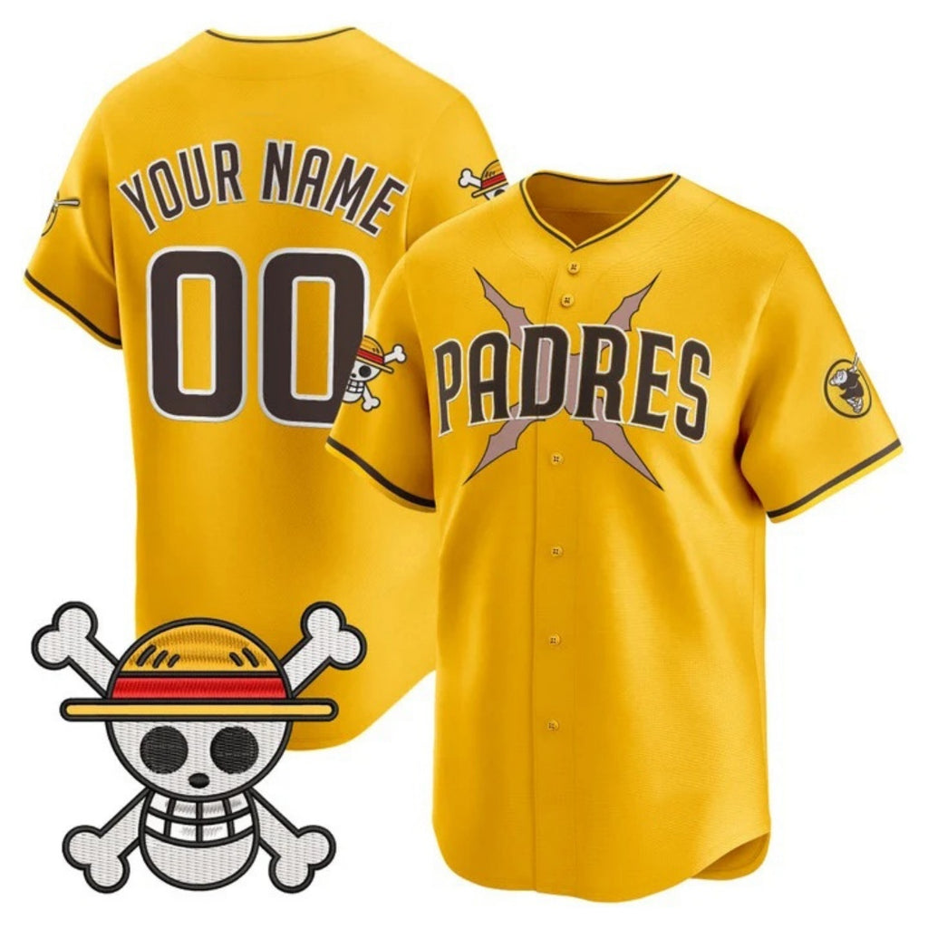 Custom San Diego Padres x One Piece Gold BFRAILEY Vapor Premier Limited Jersey - Stitched