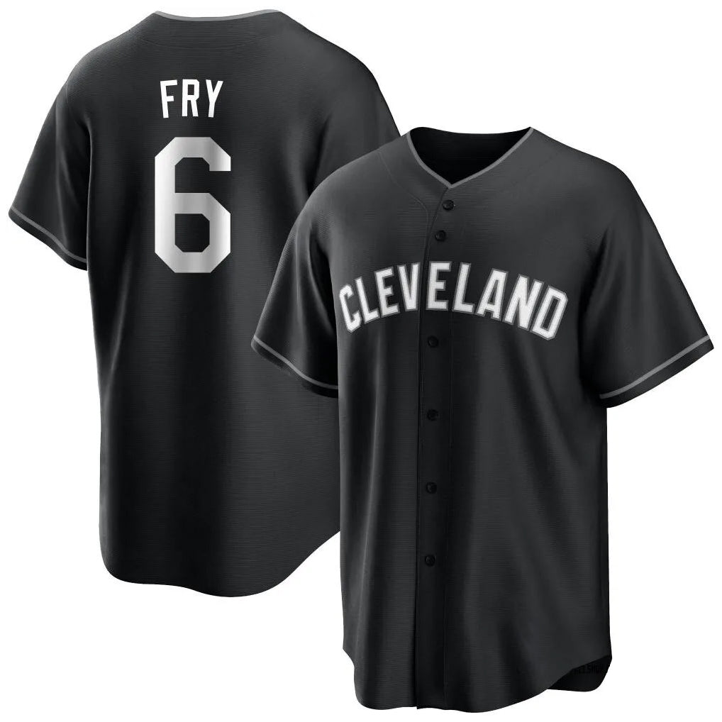 Cleveland Guardians #6 David Fry Player Black BFRAILEY Home Game Stitched Jerseys