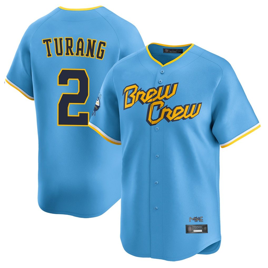Milwaukee Brewers #2 Brice Turang Player Light Blue BFRAILEY City Connect Home Limited Stitched Jerseys