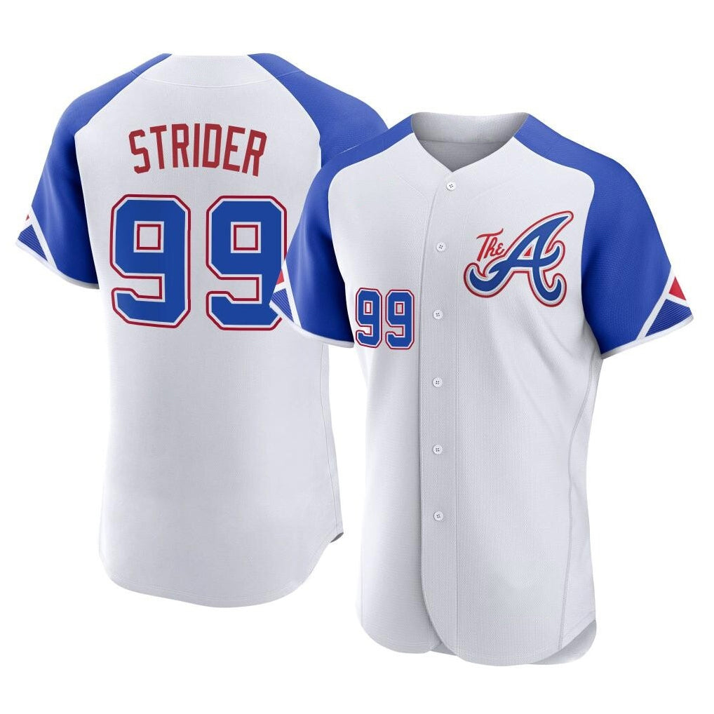 Atlanta Braves #99 Spencer Strider Player White BFRAILEY City Connect Limited Elite Home Game Stitched Jerseys