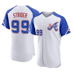 Atlanta Braves #99 Spencer Strider Player White BFRAILEY City Connect Limited Elite Home Game Stitched Jerseys