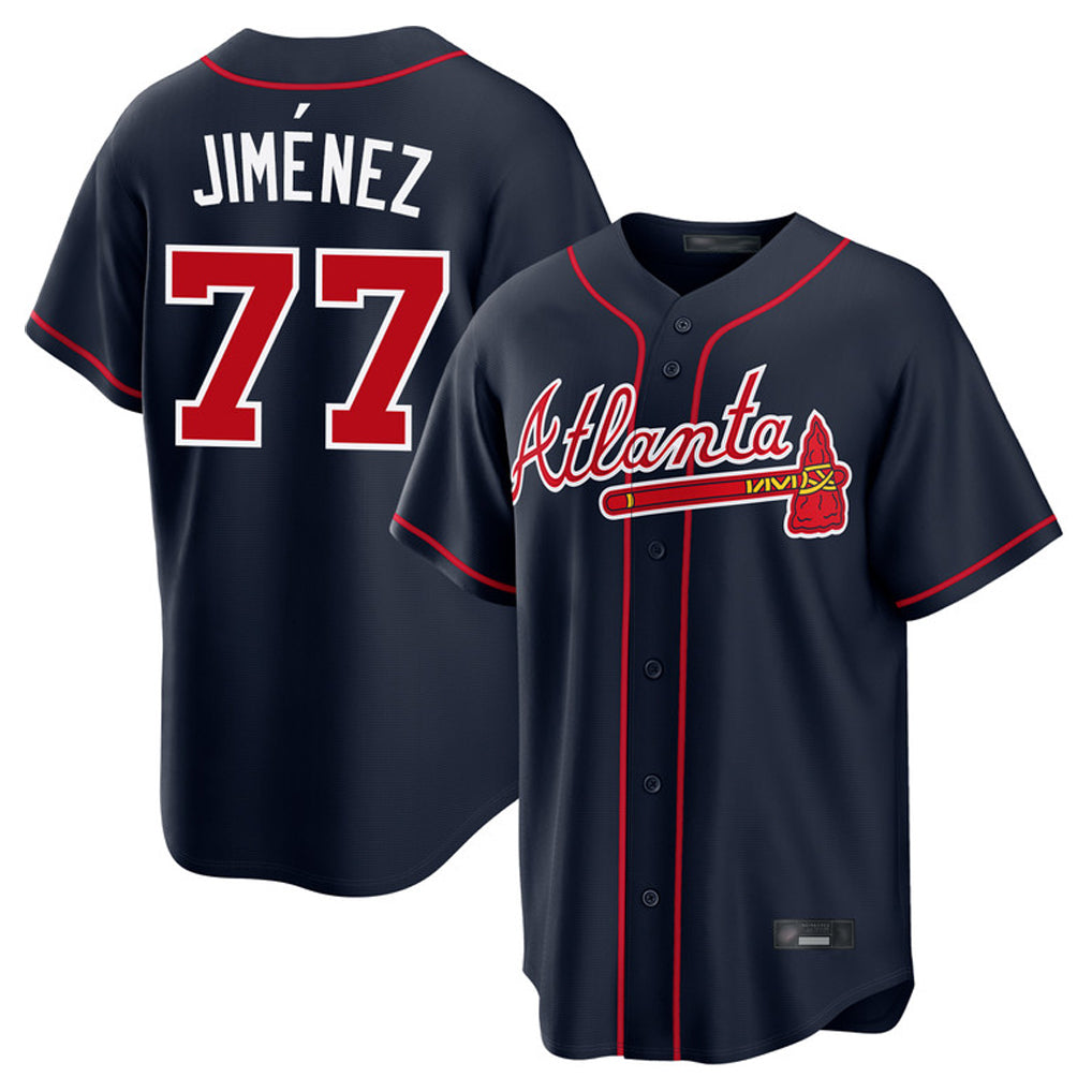 Atlanta Braves #77 Joe Jimenez Player Navy BFRAILEY Home Game Stitched Jerseys