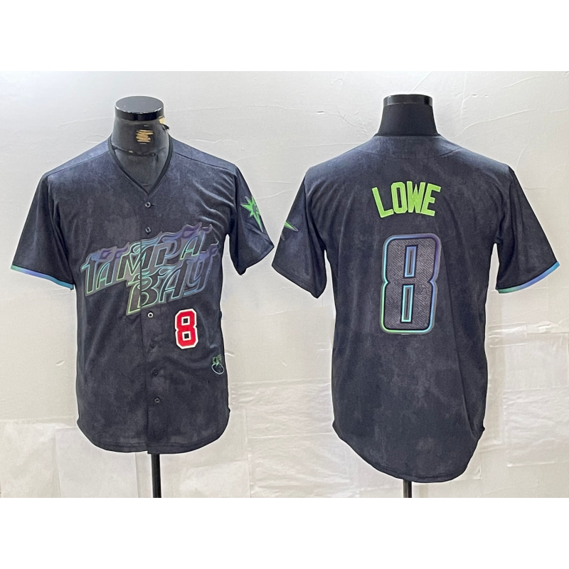Tampa Bay Rays #8 Brandon Lowe Charcoal BFRAILEY 2024 City Connect Player Number Limited Cool Base Jerseys