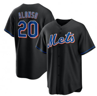 New York Mets #20 Pete Alonso Black BFRAILEY 2022 Cool Base Stitched Jersey