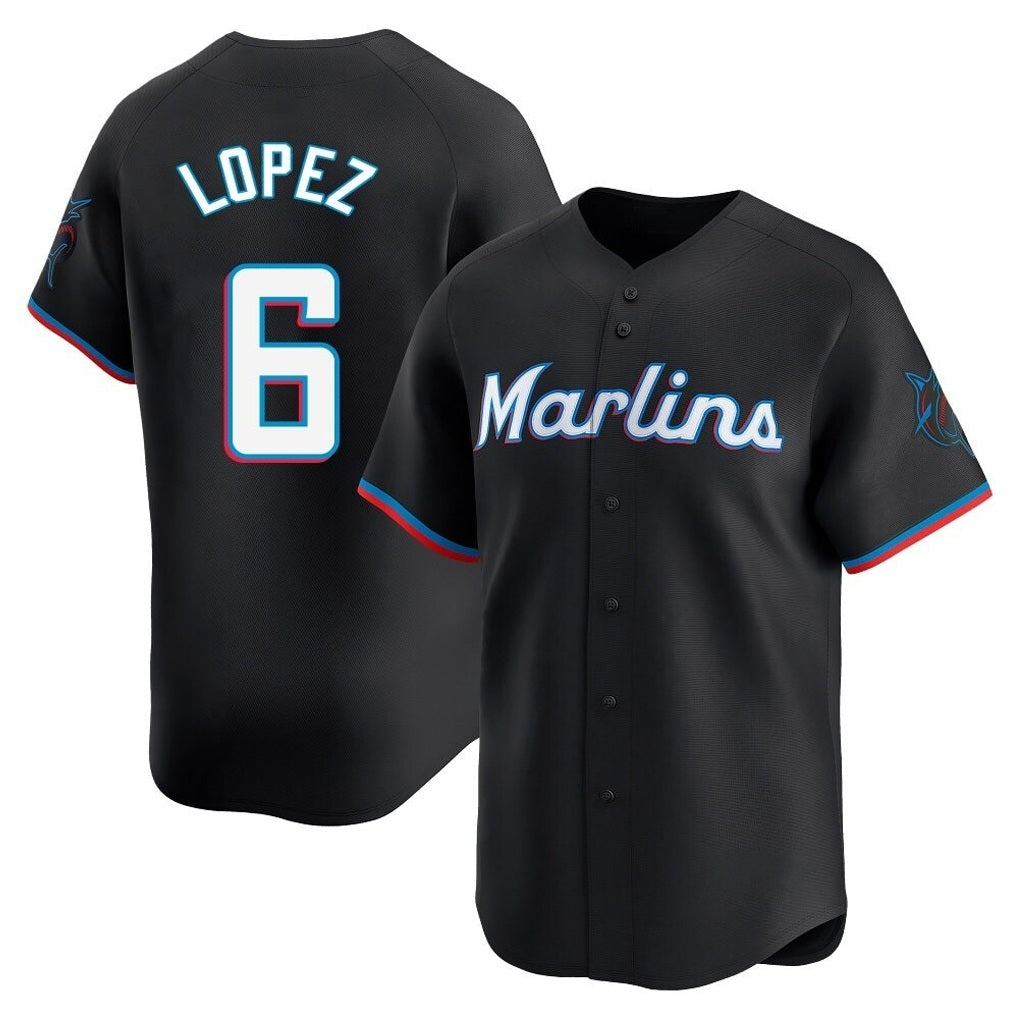 Miami Marlins #6 Otto Lopez Player Black BFRAILEY Home Limited Stitched Jerseys