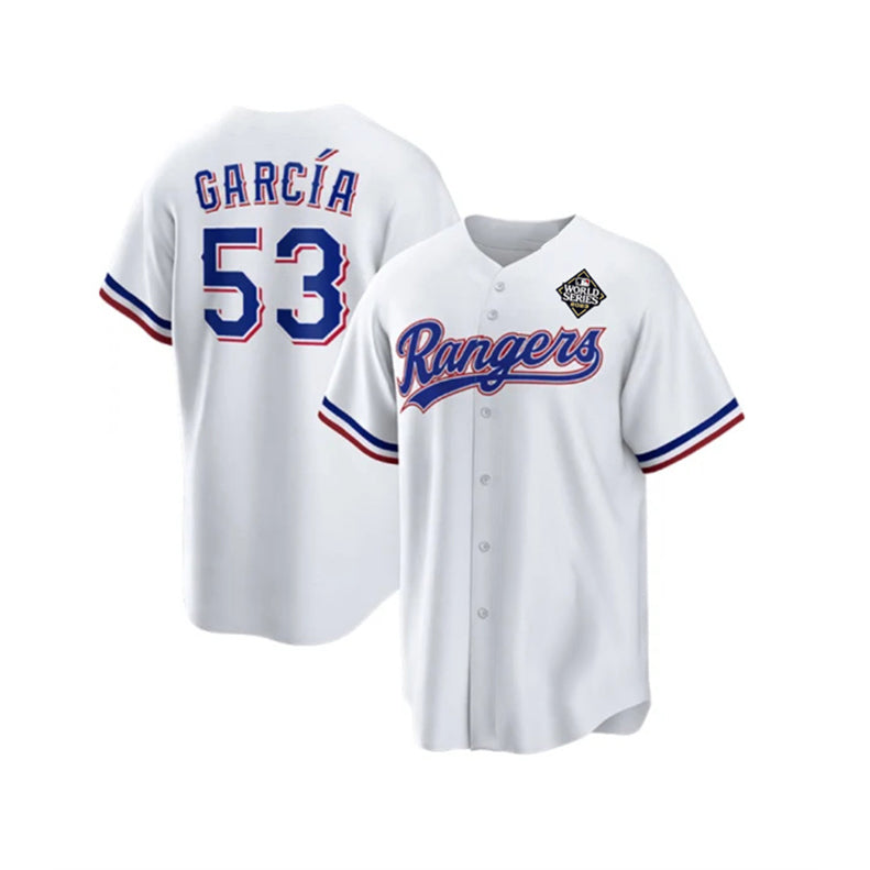 Texas Rangers #53 Adolis Garc¨ªa White BFRAILEY 2023 World Series Stitched Jersey