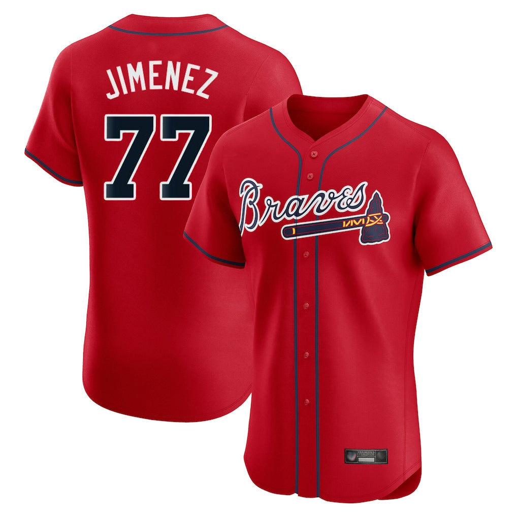 Atlanta Braves #77 Joe Jimenez Player Red BFRAILEY Limited Elite Home Game Stitched Jerseys