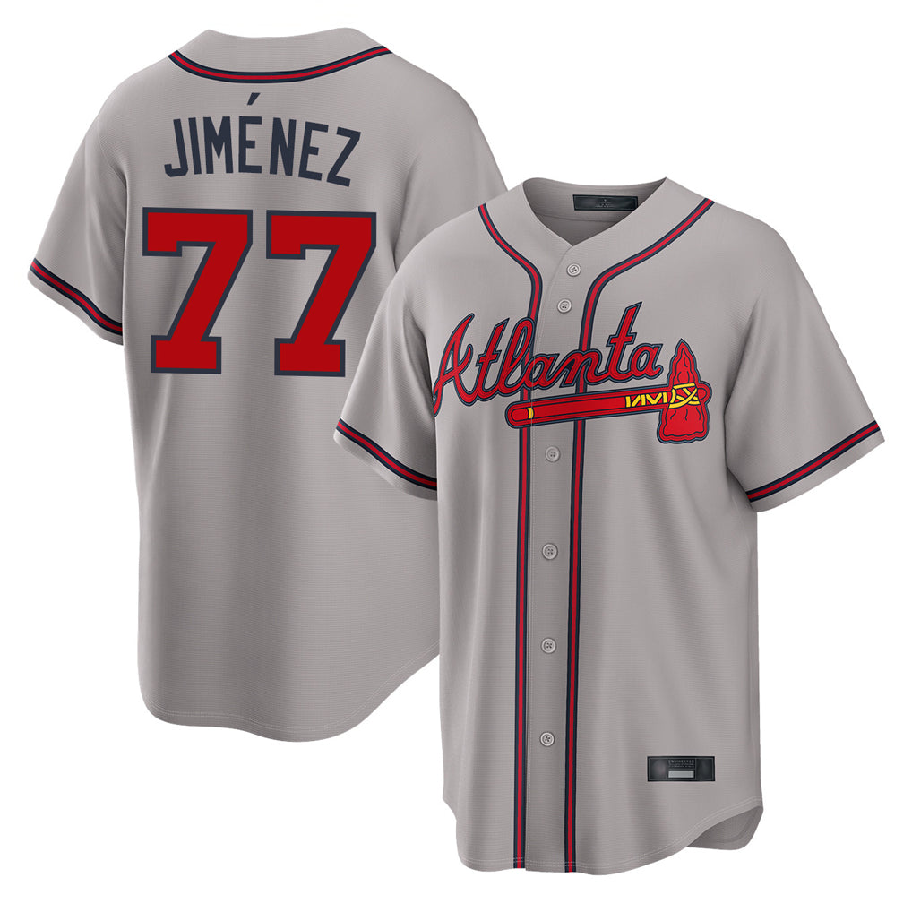 Atlanta Braves #77 Joe Jimenez Player Gray BFRAILEY Home Game Stitched Jerseys