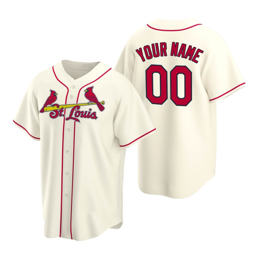 Custom St. Louis Cardinals Cream BFRAILEY Stitched Cool Base Jersey