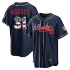 Atlanta Braves #31 Greg Maddux Player Navy BFRAILEY USA 250 Fourth Of July Limited Home Game Stitched Jerseys