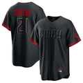 Cincinnati Reds #21 Hunter Greene Player Black BFRAILEY City Connect Home Game Stitched Jerseys
