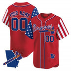 Custom Atlanta Braves 2024 Independence Day Vapor Premier Limited Jersey V2 ¨C Red BFRAILEY