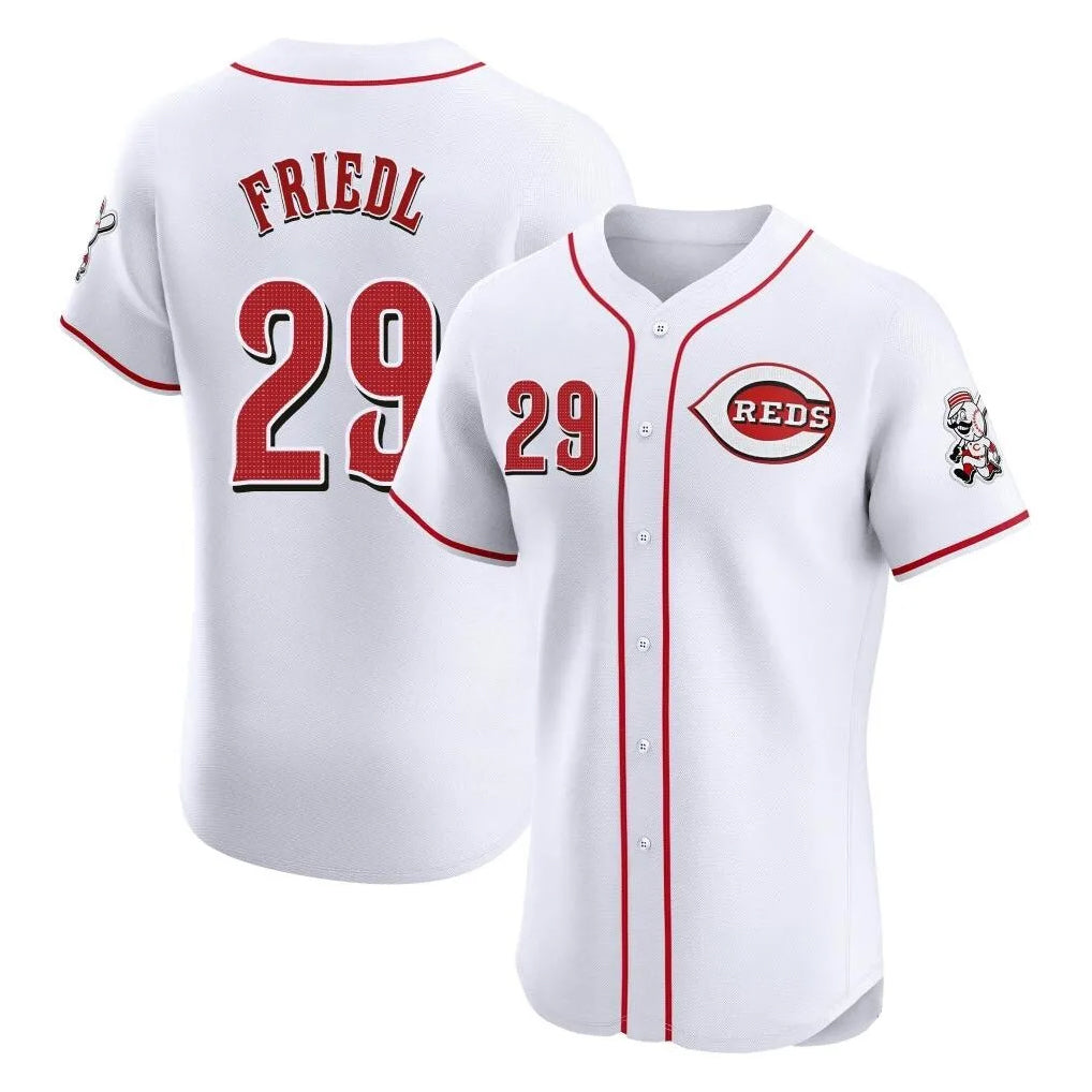 Cincinnati Reds #29 TJ Friedl Player White BFRAILEY Limited Elite Home Stitched Jerseys