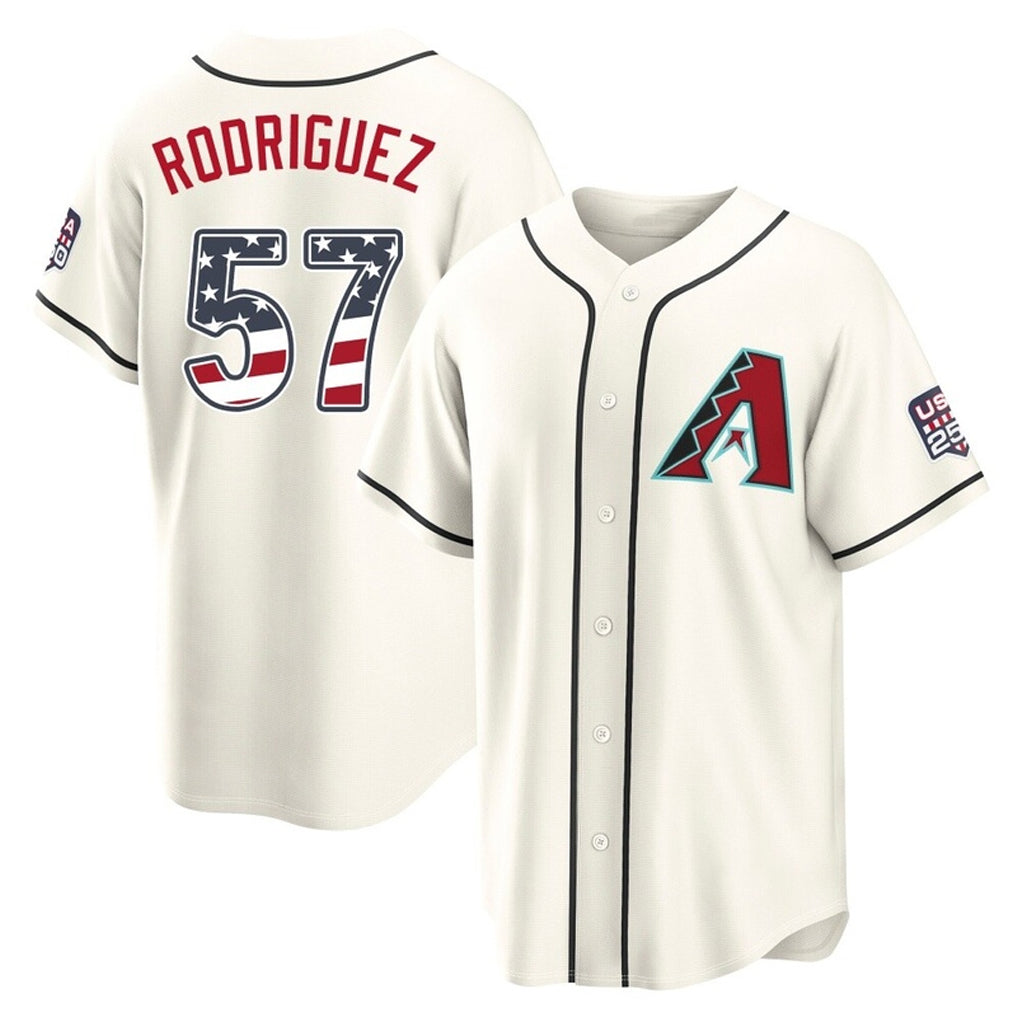 Arizona Diamondbacks #57 Eduardo Rodriguez Player Cream BFRAILEY USA 250 Fourth of July Home Game Stitched Jerseys