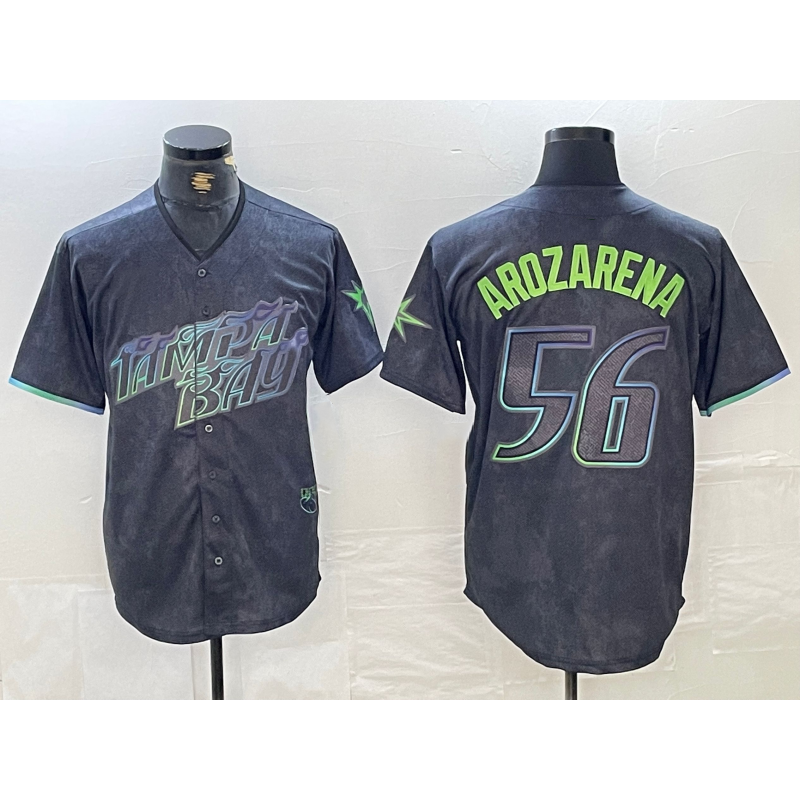 Tampa Bay Rays #56 Randy Arozarena Charcoal BFRAILEY 2024 City Connect Limited Stitched Jersey