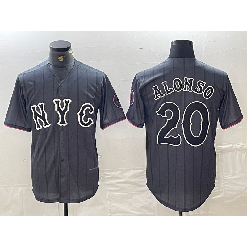 New York Mets #20 Pete Alonso Grey BFRAILEY 2024 City Connect Cool Base Stitched Jersey